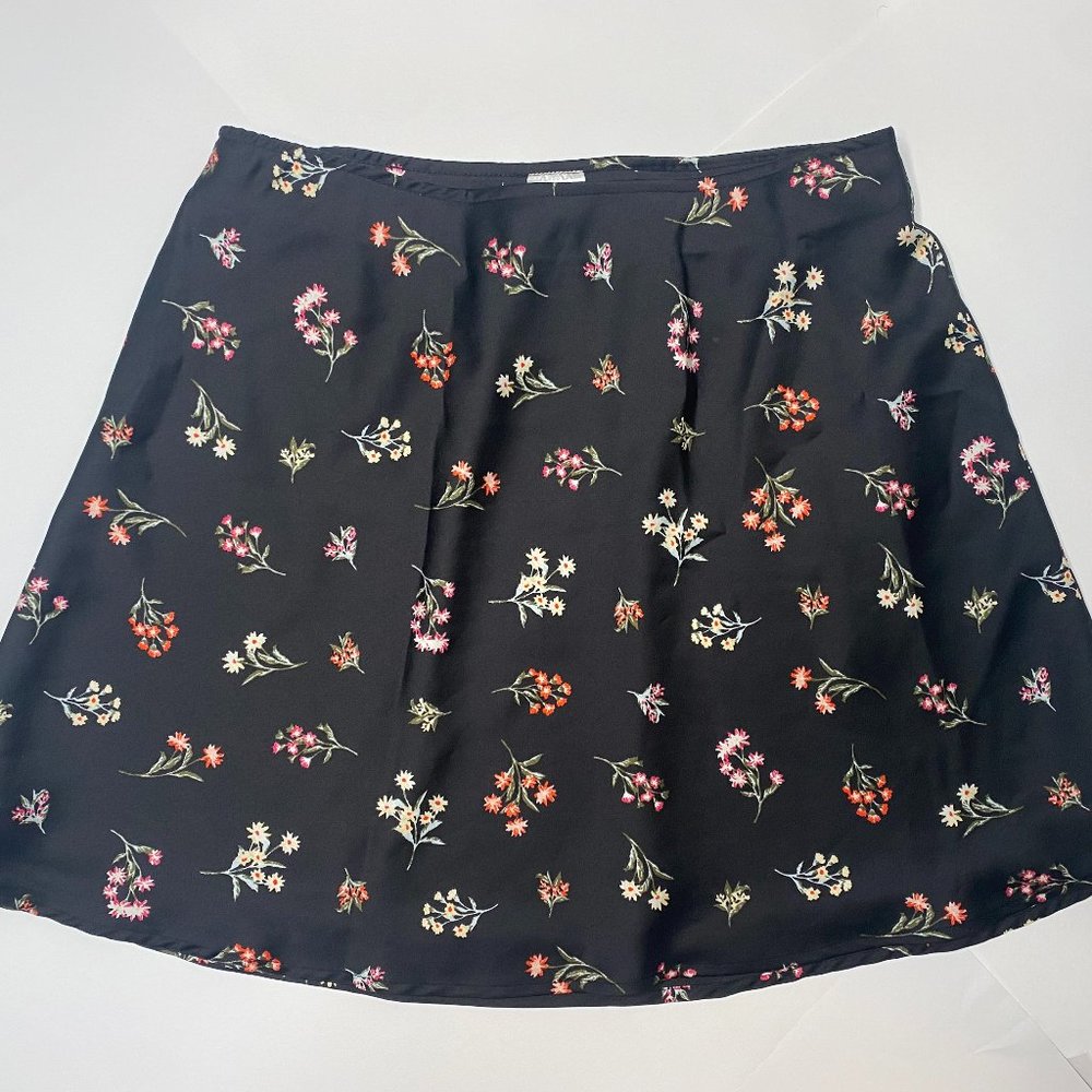 Silk Floral Flare Skirt